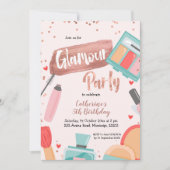 Glamour Party Rose Gold Einladung (Vorderseite)