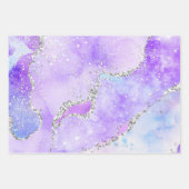Glamour Pastell Lila & Silver Glitzer Agate Geschenkpapier Set (Vorderseite 3)
