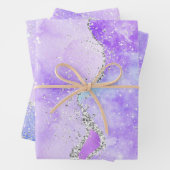 Glamour Pastell Lila & Silver Glitzer Agate Geschenkpapier Set (Beispiel)
