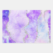 Glamour Pastell Lila & Silver Glitzer Agate Geschenkpapier Set (Vorderseite)