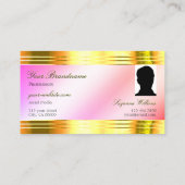 Glamour Pastell Pink Gold Borders Monogram Foto Visitenkarte (Rückseite)