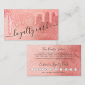 Glamour Peach Pink Dick Glitzer Tropfen Loyalität Treuekarte (Vorne/Hinten)