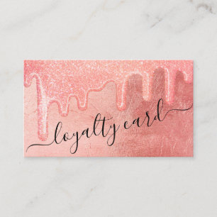 Glamour Peach Pink Dick Glitzer Tropfen Loyalität Treuekarte