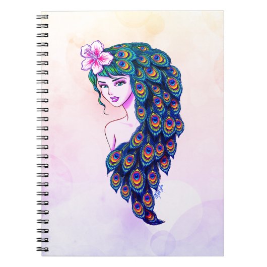Glamour Peacock Goddess Art Dreamy Notebook Notizblock (Vorderseite)