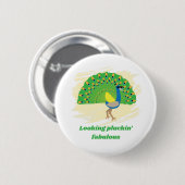 Glamour-Pfau-Wortwitz-Design Button (Vorne & Hinten)