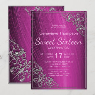 Glamour Pink 16 . Geburtstag Party Einladung
