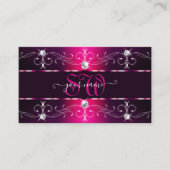 Glamour Pink Burgundy Verziert Borders Monogram Visitenkarte (Vorderseite)