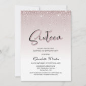 Glamour Pink Diamonds Überraschung 16. Geburtstag Einladung (Vorderseite)