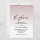 Glamour Pink Diamonds Überraschung 18. Geburtstag Einladung (Vorderseite)