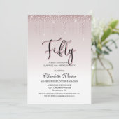 Glamour Pink Diamonds Überraschung 50. Geburtstag Einladung (Stehend Vorderseite)