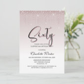 Glamour Pink Diamonds Überraschung 60. Geburtstag Einladung (Stehend Vorderseite)