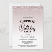 Glamour Pink Diamonds Überraschung Geburtstagspart Einladung (Vorderseite)