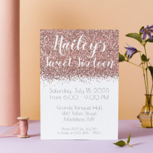 Glamour Pink Glitzer 16 . Geburtstag Celebration Einladung