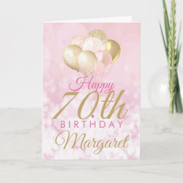 Glamour Pink Glitzer Balloons 70. Geburtstag Karte