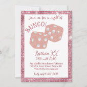 Glamour Pink Glitzer Dice Ladys Bunco Night Einladung (Vorderseite)
