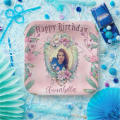 Glamour Pink Glitzer Fairy Tale Foto Mirror Pappteller (Party)