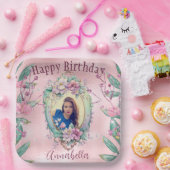 Glamour Pink Glitzer Fairy Tale Foto Mirror Pappteller (Party)