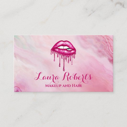 Glamour Pink Glitzer Glam Lippen Visitenkarte (Vorderseite)