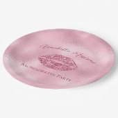 Glamour Pink Glitzer Lips Bachelorette Pappteller (Schrägansicht)