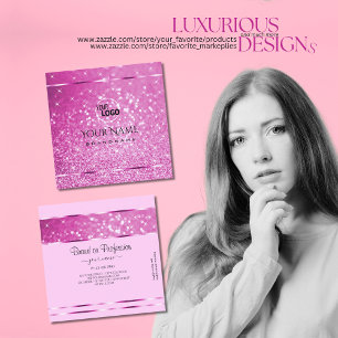 Glamour Pink Glitzer Sparkling Stars hinzufügen Lo Quadratische Visitenkarte