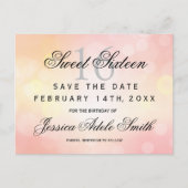 Glamour Pink Glitzer Sweet 16 Save the Date Postkarte (Vorderseite)
