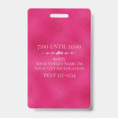 Glamour Pink Glitzer VIP Ausweis (Rückseite)