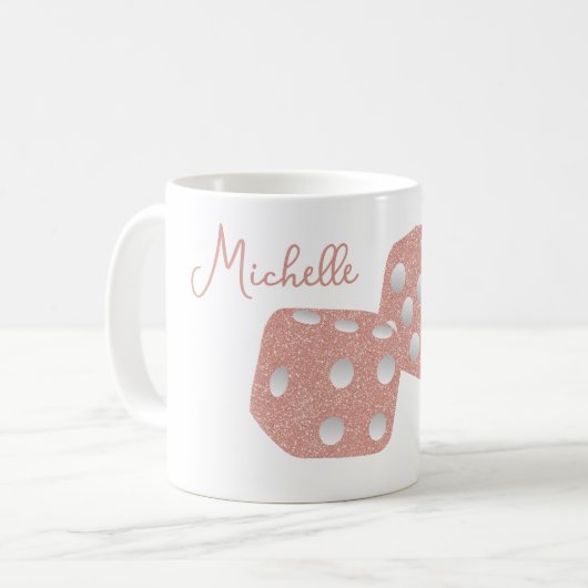 Glamour Pink Glitzer Würfel Personalisierter Name Kaffeetasse (Vorderseite Links)