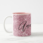 Glamour Pink Glitzer Zweifarbige Tasse (Links)