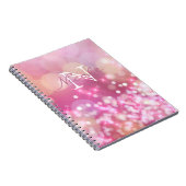 Glamour Pink Glitzern Monogram Foto Notebook Notizblock (Rechte Seite)