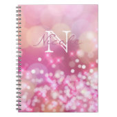 Glamour Pink Glitzern Monogram Foto Notebook Notizblock (Vorderseite)