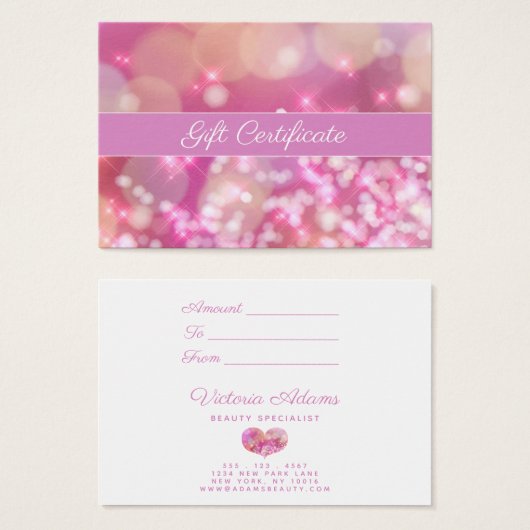 Glamour pink Glitzern | Salon Gift Certificate (Vorne & Hinten)