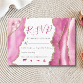 Glamour Pink & Gold Agate Stone Hochzeit RSVP Karte