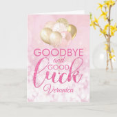 Glamour pink Goodbye und Viel Glück Karte (Gelbe Blume)