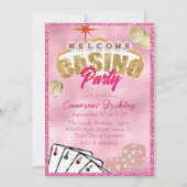 Glamour Pink Las Vegas Sign Casino Party Einladung (Vorderseite)