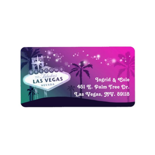 Glamour Pink Las Vegas Wedding Address Adressaufkleber (Vorne)