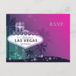 Glamour Pink Las Vegas Wedding RSVP Einladungspostkarte