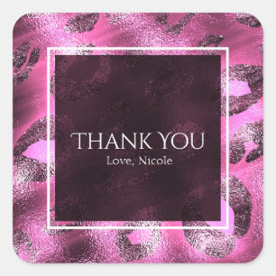 Glamour Pink Leopard-Druck Party-Favor Quadratischer Aufkleber