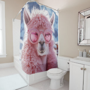 Glamour Pink Llama - Winter Fashion Icon Duschvorhang