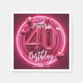 Glamour Pink Magenta Neon Glow 40. Geburtstag Serviette (Vorderseite)