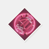 Glamour Pink Magenta Neon Glow 40. Geburtstag Serviette (Ecke)