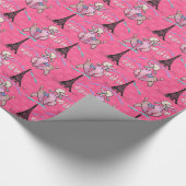 Glamour Poodle in Paris auf Strawberry Pink Geschenkpapier (Ecke)