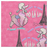 Glamour Poodle in Paris auf Strawberry Pink Stoff (Nahaufnahme)