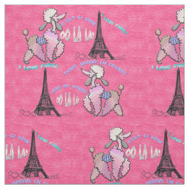 Glamour Poodle in Paris auf Strawberry Pink Stoff
