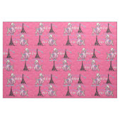 Glamour Poodle in Paris auf Strawberry Pink Stoff (Fat Quarter (45,7 x 55,9 cm))
