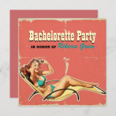 Glamour Pool Badeanzug Retro Junggeselinnen-Abschi Einladung (Vorne/Hinten)