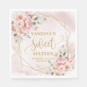 Glamour Powder Pink Gold Blume 16 . Geburtstag Serviette (Vorderseite)