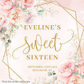 Glamour Powder Pink Gold Blume 16 . Geburtstag Serviette