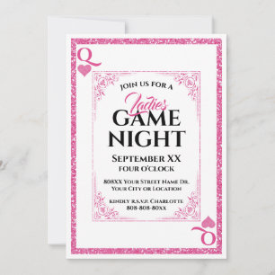 Glamour Queen of Hearts Ladys Game Night Einladung