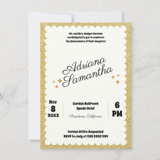 Glamour Quinceañera Goldene Geburtstagsfeier Einladung