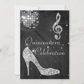 Glamour Quinceñera Diskothek Ball und Sparkone Hee Einladung (Vorderseite)